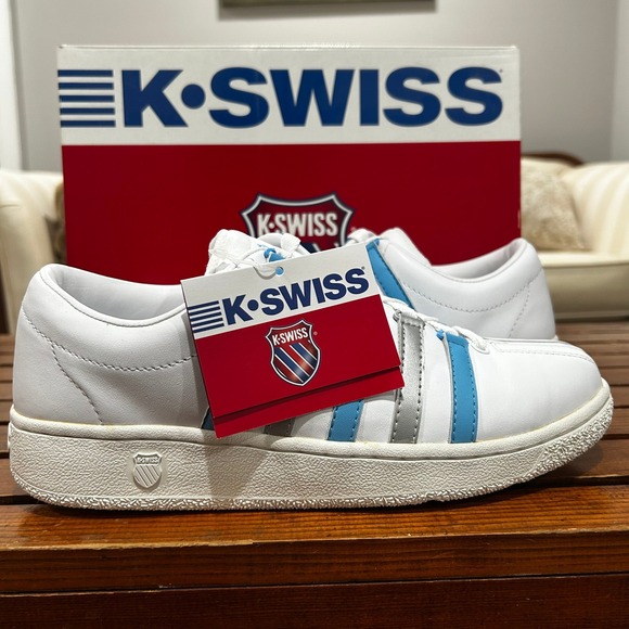 K-Swiss Shoes - K-Swiss Classic Luxury Edition Women 9 White Blue Silver 9001171 Sneakers